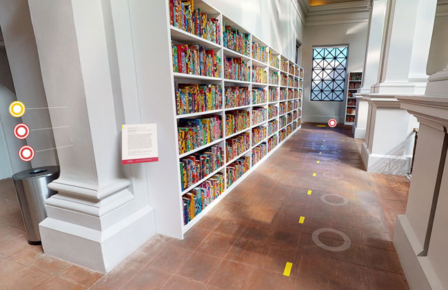 Virtual tour of Yinka Shonibare's "The American Library" exhibition at the Cantor
