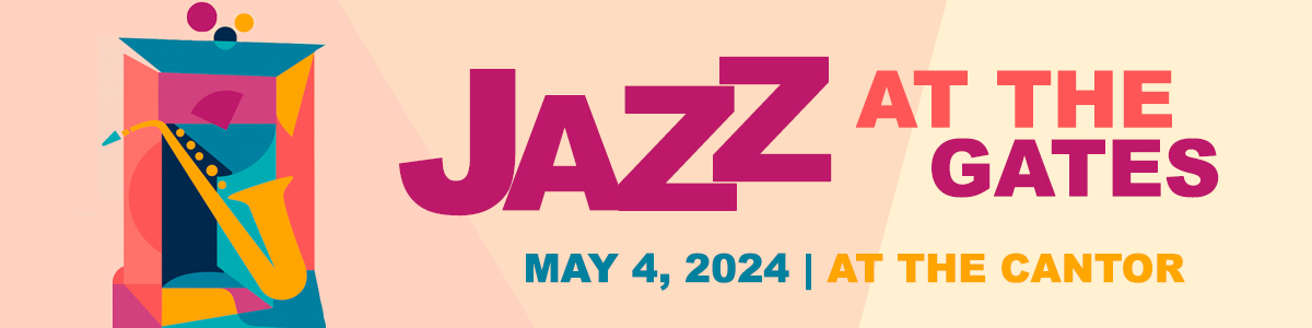 an image of a musical instrument with the words Jazz at the gates may 4 2024 at the cantor