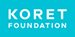 A blue rectangle with the words Koret Foundation