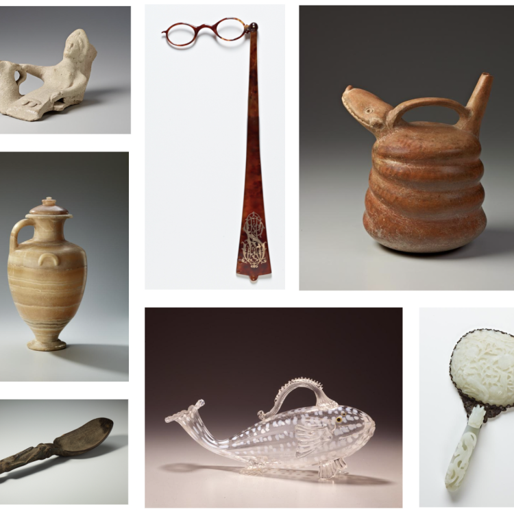 a collage of objects related to the exhibition handle with care