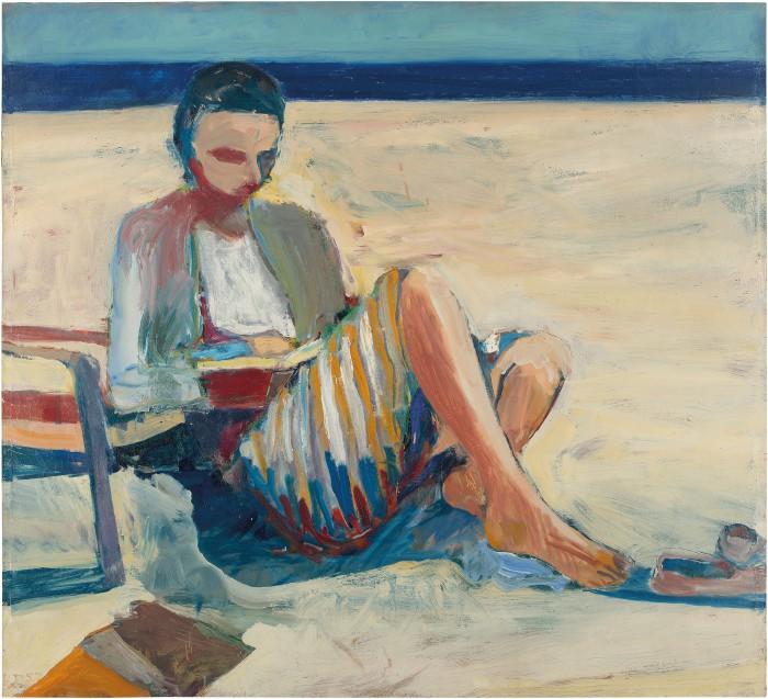 Richard Diebenkorn (U.S.A., 1922-1993), Girl On The Beach, 1957. Oil on canvas. Anderson Collection at Stanford University, Gift of Harry W. and Mary Margaret Anderson, and Mary Patricia Anderson Pence. 2014.1.005