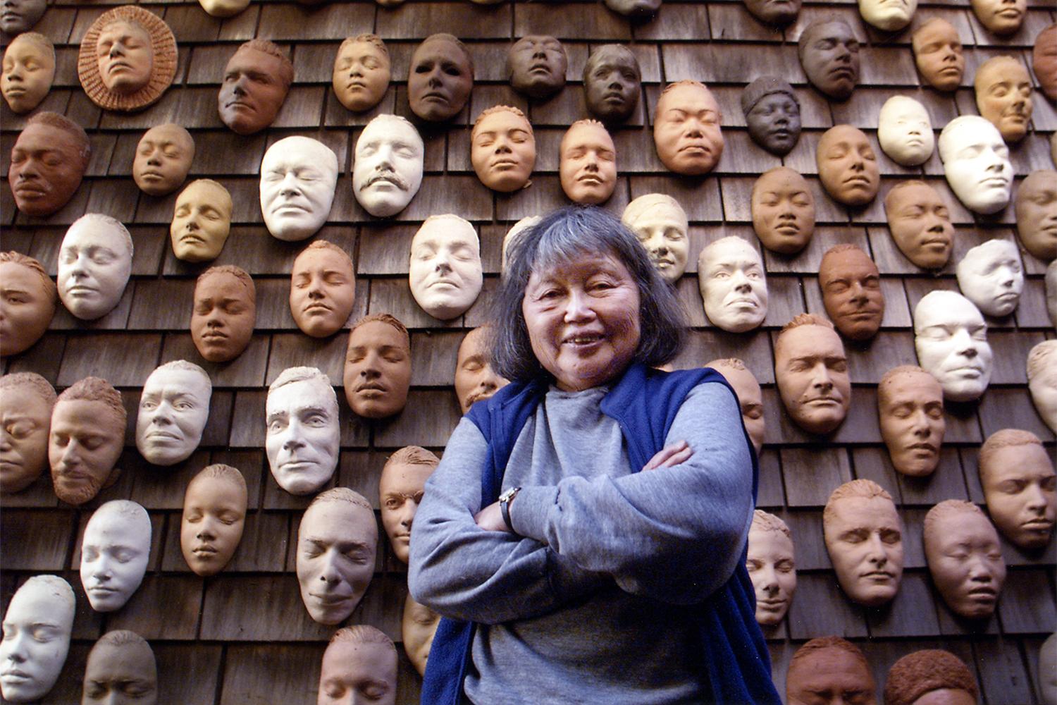 An image of Ruth Asawa's "Untitled (Wall Of Masks)"