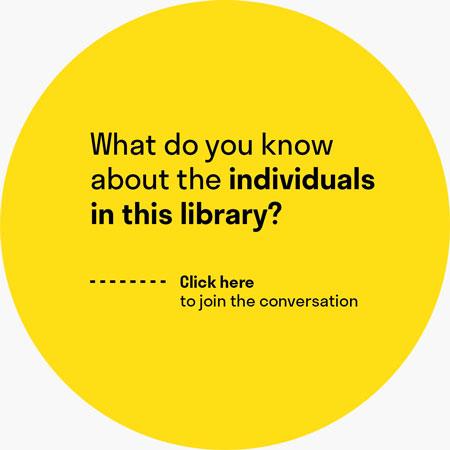 A yellow circle with the question "what do you know about the individuals in this library?"