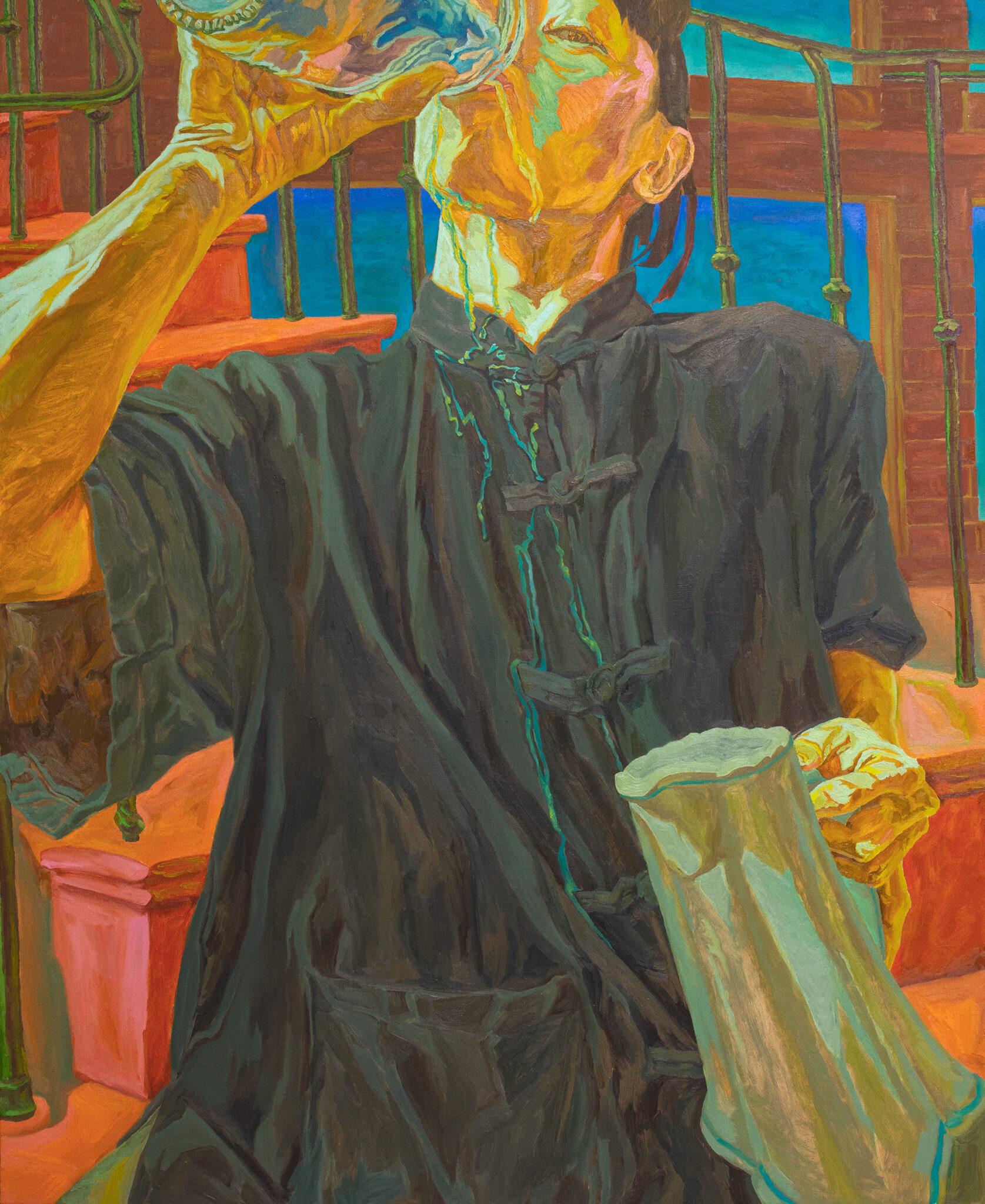 An image of a man drinking from a glass