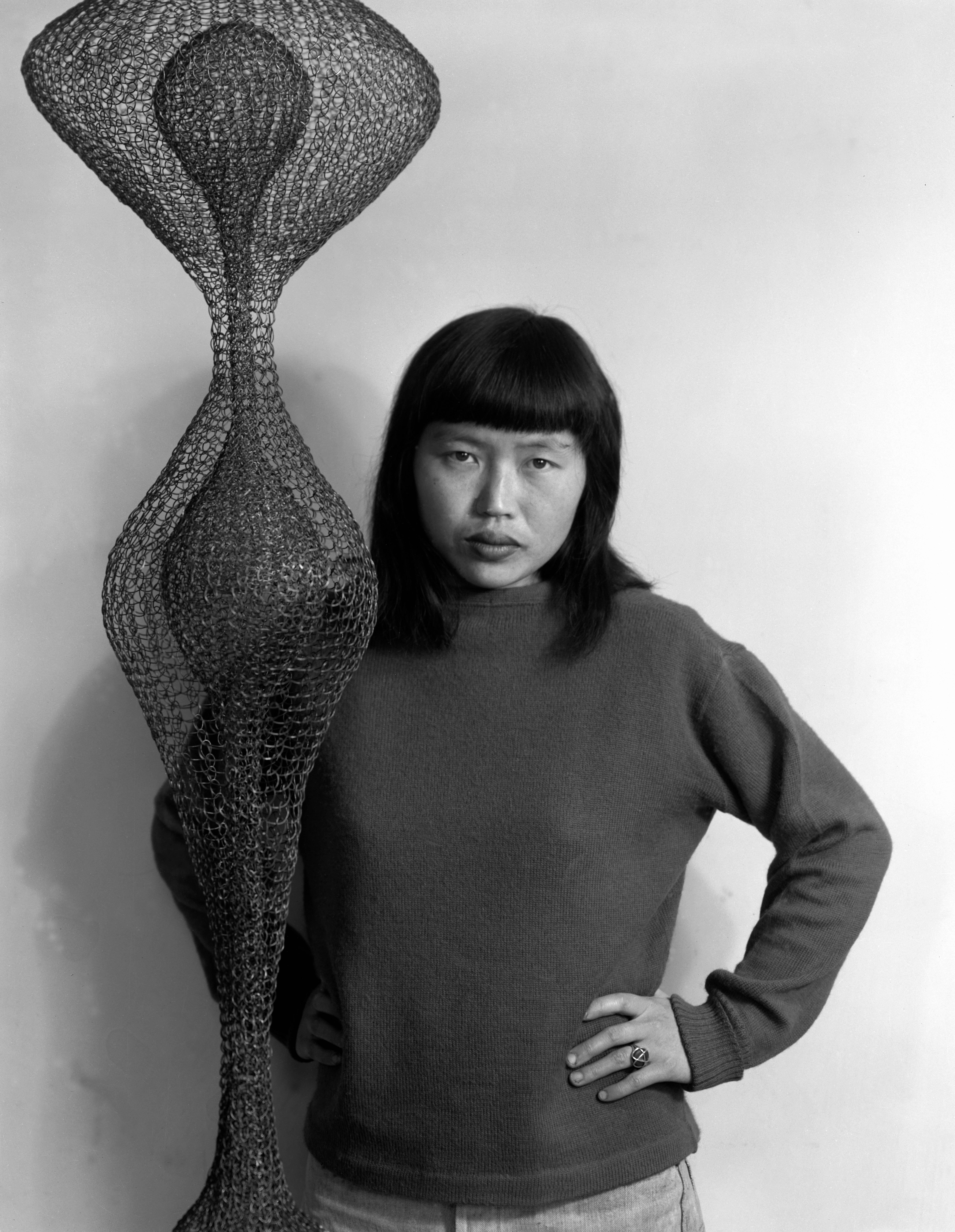 Ruth Asawa with Hanging Sculpture, 1951-2